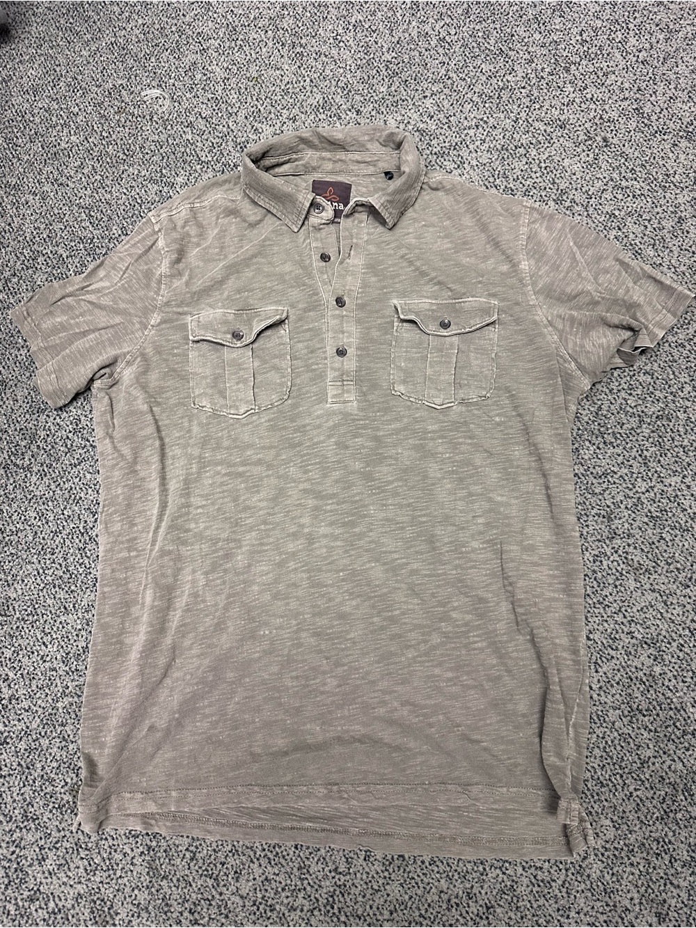Prana Montroyal organic cotton green grey Short-Sleeve Polo Shirt medium